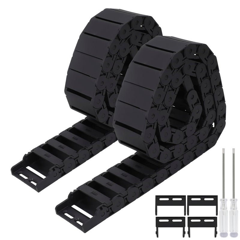 LMioEtool Pack of 2, R28/38 15mm x 50mm(Inner H x Inner W) Black Plastic Cable Wire Carrier Drag Chain 1M Length for CNC, with End Connectors - Semi Enclosed Type (Inner Side openable) - Image 1